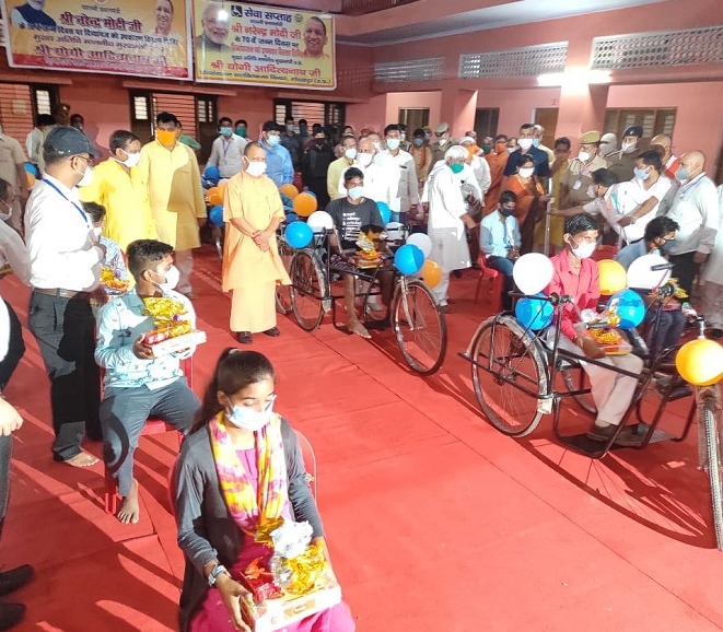 Distribution of auxiliary equipment to PWDs by Honble CM in Gorakhpur 